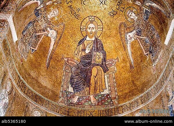 Mosaic on the ceiling of the Cathedral of Santa Maria Assunta on Torcello Island, Lagoon, Venice, Italy, Europe.