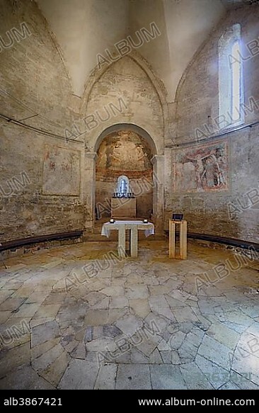 Interior of Romanesque ossuary, Mödling, Lower Austria, Austria, Europe.