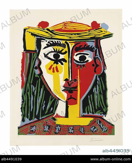 Pablo Picasso、BUSTE DE FEMME AU CHAPEAU Buste de Femme au Chapeau Bleu, 9-D, Lithograph on Arches