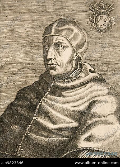 Leo X; Giovanni de' Medici; 11 December 1475 to 1 December 1521; was Roman Catholic Pope from 11 March 1513 until his death; Historical; digitally restored reproduction from a 19th century original.