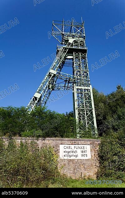 Pit Carl Funke I, industrial monument at the north border oft the Baldeney sea, Essen, NRW, Germany, Europe.