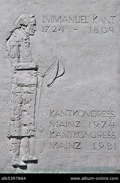 Relief plaque for Immanuel Kant, Domus Universitatis, Old University, 1615 - 1618 by the Jesuit order under Elector Johann Schweikard von Kronberg, today Johannes Gutenberg University of Mainz, which houses the journalism seminar, and the Institute for European History, Mainz, Rhineland-Palatinate, Germany, Europe.