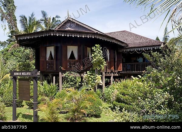 Malaysian house in the Sarawak Cultural Village, open-air museum, Sarawak, Borneo, Malaysia, Southeast Asia, Asia.