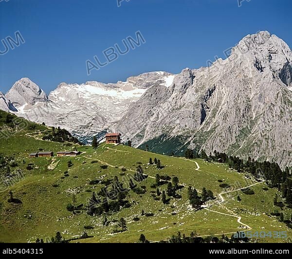 Schachenschloss Castle, King Ludwig II, Schachen, Wetterstein Range, Garmisch-Partenkirchen, Upper Bavaria, Bavaria, Germany, Europe.