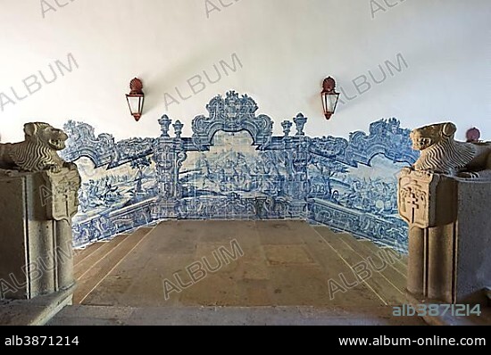 Azulejos, Pousada de Santa Marinha, interior, Guimarães, Minho, Portugal, Europe.
