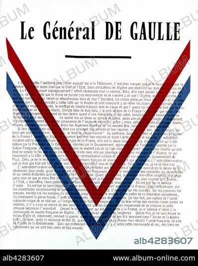 Propaganda poster. General de Gaulle's speech: Right of the Algerians to self-determination. 1959. France - Algerian War of Independence. Private collection.