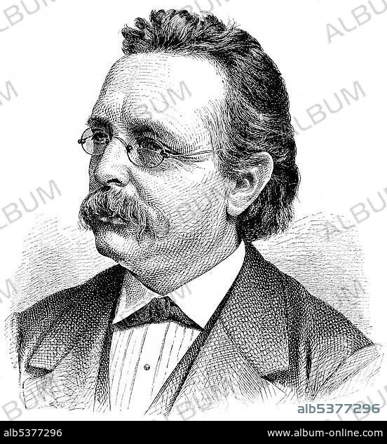 Historical drawing, portrait of Carl Franz Edmund Kretschmer, 1830-1908, German organist and composer.