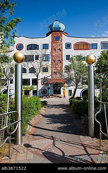 Luther-Melanchthon-Gymnasium, designed by Friedensreich Hundertwasser, Lutherstadt Wittenberg, Saxony-Anhalt, Germany, Europe.
