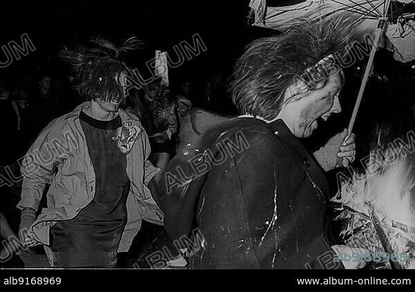GDR, Berlin, 30. 04. 1990, 1st Walpurgis Night on Prenzlauer Berg (at the water tower).