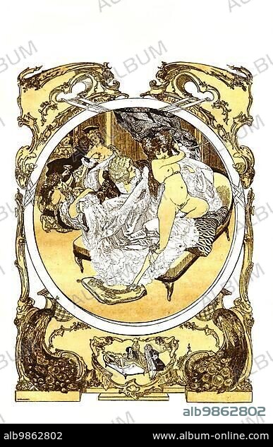 Illustration from Fanny Hill, in the original Memoirs of a Woman of Pleasure, an erotic novel by John Cleland, published in London in 1749, Historical, digitally restored reproduction from a 19th century original.