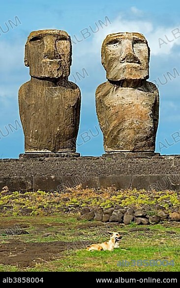 Moai, Rano Raraku, Easter Island, Chile, South America.