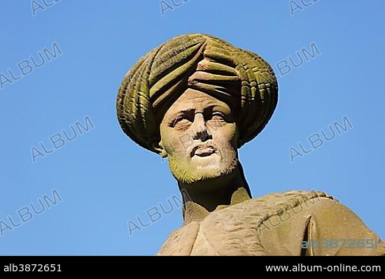 Statue in Balthasar Neumann Castle Park, Schloss Werneck Castle, Lower Franconia, Franconia, Bavaria, Germany, Europe.