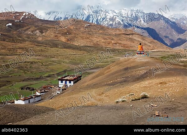 Maitreya Buddha statue in Langza village. in Himalayas. Spiti Valley, Himachal Pradesh, India, Asia.
