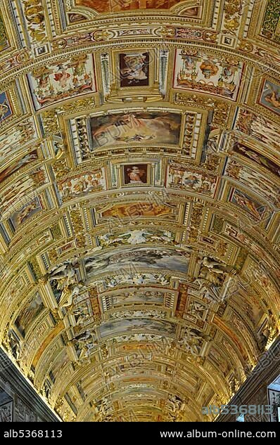 Ceiling, Gallery of Maps, Vatican Museums, historic city centre, Vatican City, Italy, Europe.