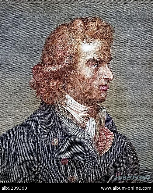 Johann Christoph Friedrich Schiller, from 1802 von Schiller, 10 November 1759- 9 May 1805, was a physician, poet, philosopher and historian, digital reproduction of an original from the 19th century, original date unknown.