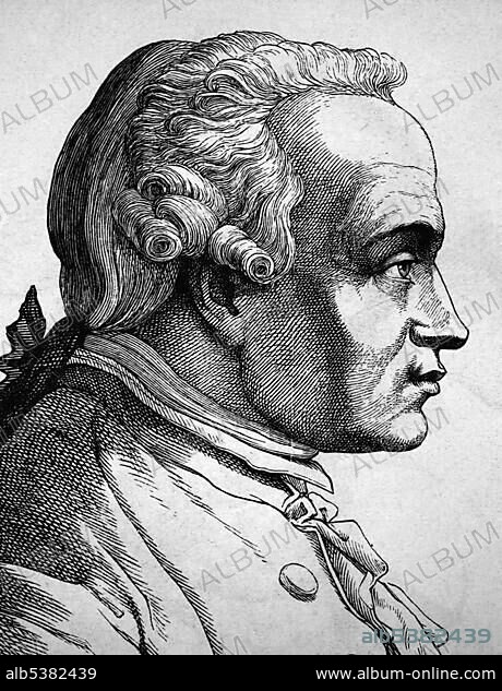 Immanuel Kant, 1724 - 1804, philosopher, portrait, historical illustration, 1880.