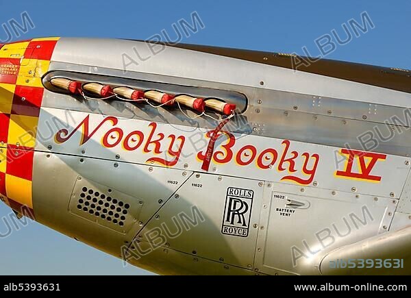 Nose art of a historic fighter aircraft, North American P-51 Mustang.