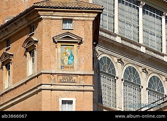 Mosaic on the Mater Ecclesiae Monastery inside Vatican City, Piazza San Pietro, Saint Peter's Square, Vatican City State, Italy, Europe.
