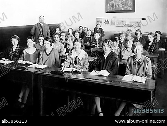 Girls' School, in the classroom, 1930s, Germany, Europe.