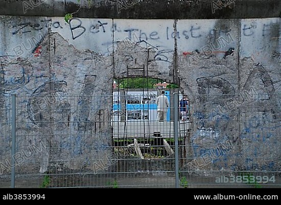 Exhibition Topography of Terror at the rest of Berlin Wall Niederkirchner Street Berlin Germany.