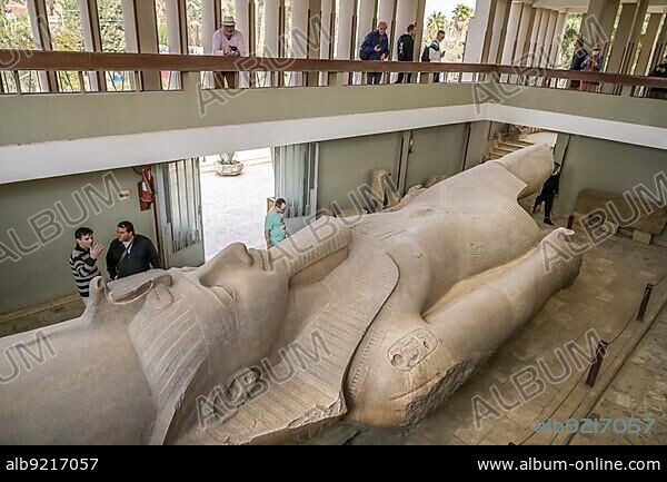 Reclining Colossal Statue of Ramses II, Museum, With Rathina, Memphis, Egypt, Africa.