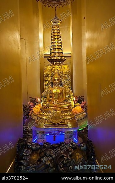Buddha at Wat Saket Ratcha Wora Maha Wihan, Temple of the Golden Mount, Bangkok, Thailand, Asia.