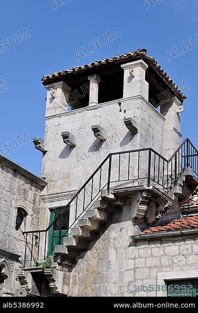 Detail of the alleged birthplace of Marco Polo, Korcula, Croatia, Europe.