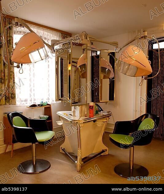 Retro hair salon from the 1950s, Industriemuseum, Lauf/Pegnitz, Franconia, Bavaria, Germany, Europe.