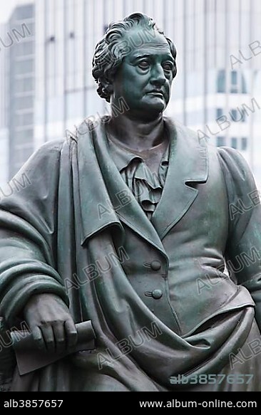 Statue of Johann Wolfgang von Goethe, Goethe Monument on Goetheplatz square, Frankfurt am Main, Hesse, Germany, Europe.