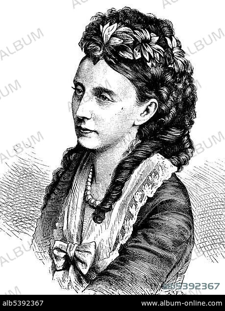 Olga Nikolaevna Romanova, Russian Grand Duches, wife of Karl I and Queen of Wuerttemberg, 1822 - 1892, historical illustration, 1877.