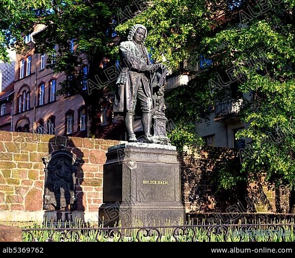 Memorial to Johann Sebastian Bach, Bachhaus house, Eisenach, Thuringia, Germany, Europe.