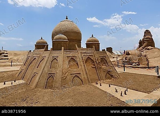 Mughal Empire Sand Sculpture by Ian Zelinka, International Antalya Sand Sculpture Festival Sandland, Antalya, Antalya Province, Turkey, Asia.