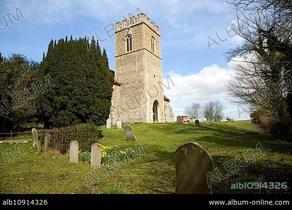Tower and churchyard Church of St Botolph, Burgh, Suffolk, England, UK.