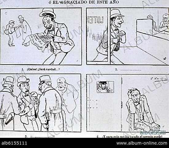 REVISTA BLANCO Y NEGRO-21/12/1901-VIÑETAS SOBRE LOTERIA EN LA SEGUNDA MITAD DEL S XIX.