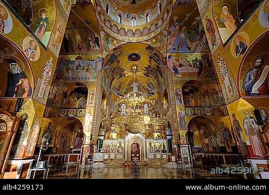 Interior, Serbian Orthodox Resurrection Cathedral, Saborni Hram Hristovog Vaskrsenja, Podgorica, Montenegro, Europe.