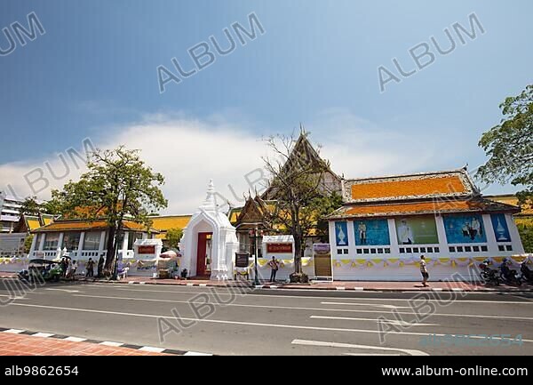 BANGKOK, APRIL 22: The ancient grounds of Wat Suthat buddhist temple in Bangkok, Thailand, Asia.