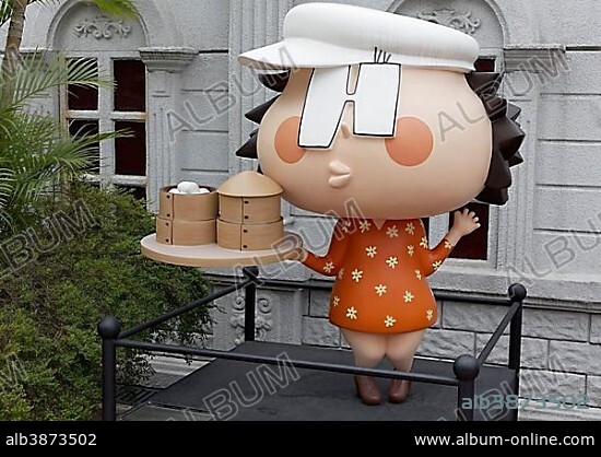 Comic character Old Girl, artist Stella So, Hong Kong Avenue of Comic Stars, Kowloon Park, Tsim Sha Tsui, Kowloon, Hong Kong, China, Asia.