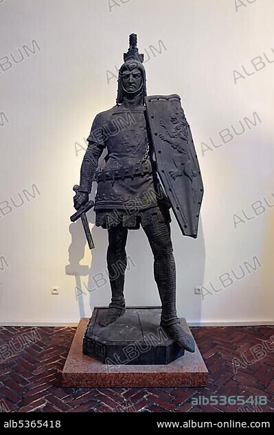 Statue of Herzog Heinrich der Loewe, Duke Henry the Lion, by Konrad von Knoll, zinc casting from 1864, Munich City Museum, Stadtmuseum, Munich, Bavaria, Germany, Europe.