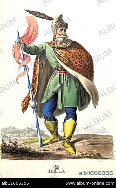 Bela I (born around 1015/20, died 1063) from the Árpád dynasty was Duke of the Duchy of Nitra (1048 to 1060) and King of Hungary (1060 to 1063), Historical, digitally restored reproduction from a 19th century original, Record date not stated.