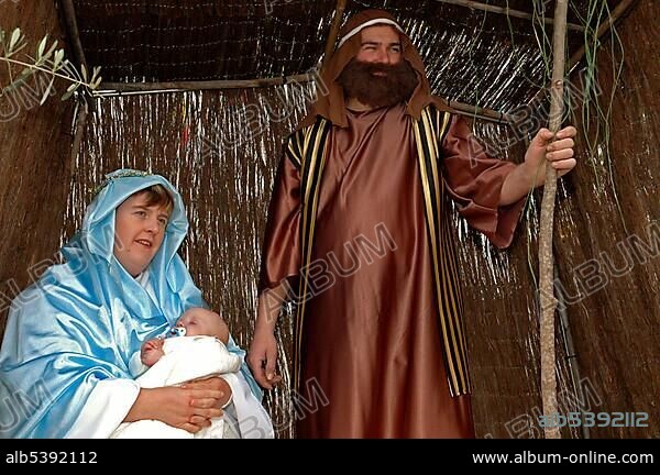 Maria, Josef and Jesus in the stable, Altea, Costa Blanca, Spain, Europe.