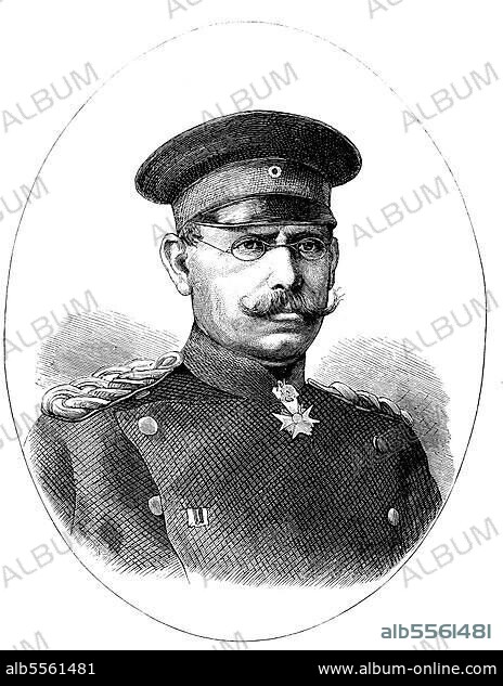 Heinrich Karl Ludwig Adolf von Glümer, 5. Juni (1814), 3. Januar 1896, Deutschland, war ein preußischer Offizier und Kommandeur der großherzoglich badischen Division, Historisch, digital restaurierte Reproduktion einer Originalvorlage aus dem 19. Jahrhundert, genaues Originaldatum nicht bekannt.