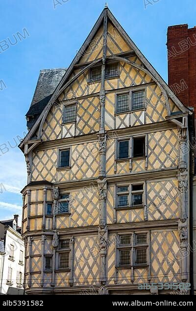 Maison d'Adam, half timbered Adam House, Angers, Maine-et-Loire Department, Pays de la Loire, France, Europe.