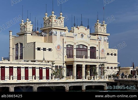 Antico Stabilimento Balneare Spa Hotel, 1912, Liberty style architecture, Mondello, Palermo, Sicily, Italy, Europe.