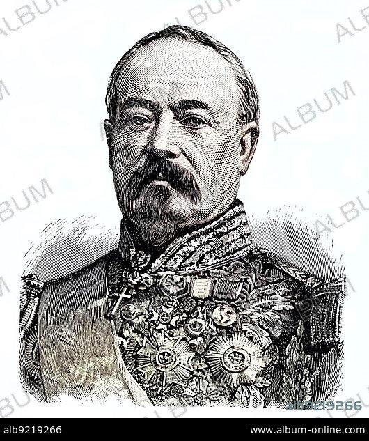 Francois Achille Bazaine, 1811, 1888, was a French general and from 1864 marshal of France who surrendered the last organised French army to Prussia during the Franco-Prussian War. Situation from the time of the Franco-Prussian War, 1870-1871, Historical, digitally restored reproduction from a 19th century original.