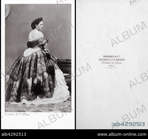 Eugénie de Montijo, Countess of Teba (1826-1920). Empress consort of the France from 1853 to 1870. Photograph by Disderi. Size : visiting card.