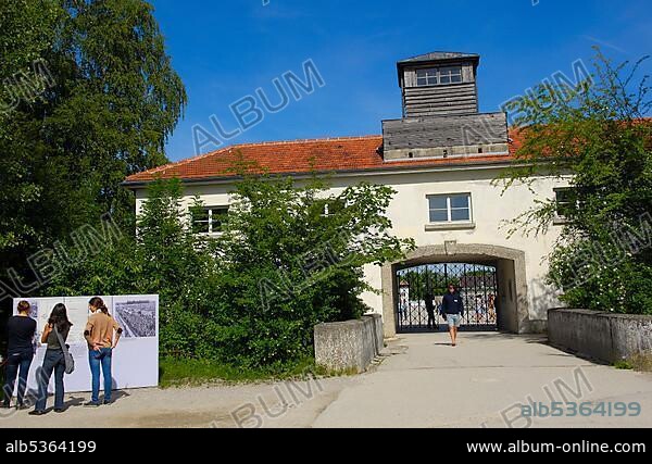 Dachau, near Munich, concentration camp, memorial, main gate, Bavaria, Germany, Europe.