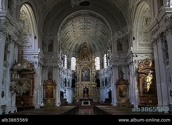 Interior of the Jesuit Church of St. Michael, St. Michael's Church, Munich, Bavaria, Germany, Europe.