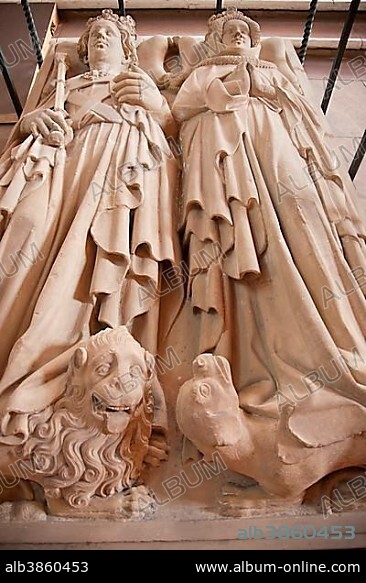 Tombs of King Rupert and Elisabeth of Nuremberg at Heiliggeistkirche, Church of Holy Spirit, Heidelberg, Baden-Württemberg, Germany, Europe.
