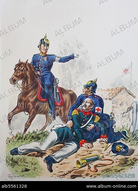 Prussian Army, Prussian Guard, Medic, Battalion Doctor, Hospital Attendant, Army Uniform, Military, Prussia, Germany, Digitally Restored Reproduction of a 19th century Original, Europe.