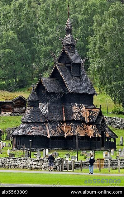 Borgund Stave Church, stavkirke, Borgund, Lärdal, Sogn og Fjordane, Norway, Europe.